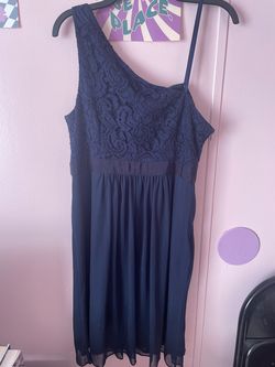 Adrianna Papell Blue Size 14 Midi Navy Cocktail Dress on Queenly