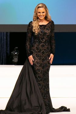 Sherri Hill Black Size 4 Overskirt Prom High Neck Train Dress on Queenly