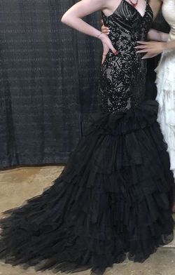 Mac Duggal Black Size 4 Prom Floor Length Train Dress on Queenly