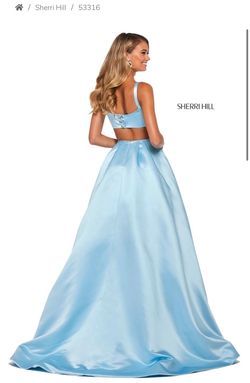 Sherri Hill Blue Size 4 Floor Length Pageant Prom Train Dress on Queenly