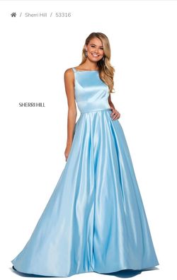 Sherri Hill Blue Size 4 Floor Length Pageant Prom Train Dress on Queenly