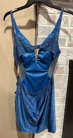 Faviana Blue Size 4 Midi Appearance Cocktail Dress on Queenly