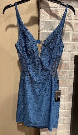 Faviana Blue Size 4 Midi Appearance Cocktail Dress on Queenly