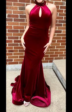 Envious Couture Red Size 2 Jersey Pageant Velvet Floor Length Mermaid Dress on Queenly