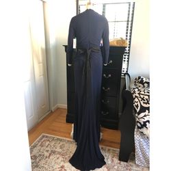 Badgley Mischka Blue Size 6 Military Wedding Guest Straight Dress on Queenly