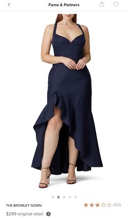 Fame & Partners Blue Size 18 Floor Length Side slit Dress on Queenly