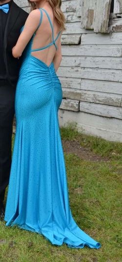 Sherri Hill Blue Size 0 Floor Length Black Tie Straight Dress on Queenly