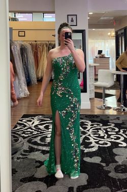 primavera couture Green Size 6 Black Tie Side slit Dress on Queenly