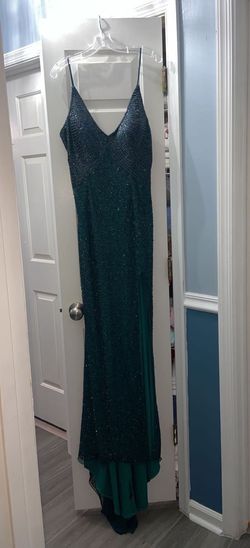 Ashley Lauren Green Size 12 Short Height Emerald Floor Length Side slit Dress on Queenly