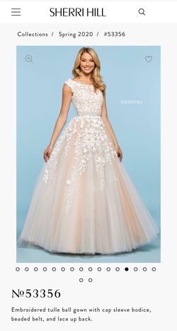 Sherri Hill Nude Size 0 Lace Bridgerton Shiny Tulle Ball gown on Queenly