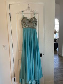 Mac Duggal Light Blue Size 4 Military 50 Off 70 Off Floor Length Straight Dress on Queenly