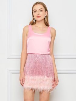 Style YLWD0488 Faeriesty Pink Size 12 Plus Size High Neck Cocktail Dress on Queenly