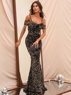 Style FSWD0383 Faeriesty Gold Size 12 Floor Length Tall Height Plus Size Mermaid Dress on Queenly