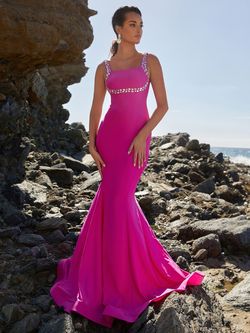 Style FSWD0547 Faeriesty Pink Size 12 Jersey Sequin Tall Height Mermaid Dress on Queenly