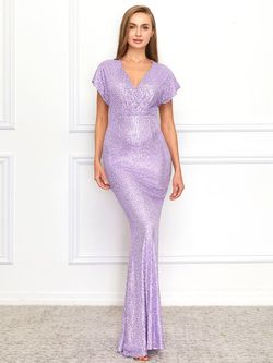 Style FSWD0518 Faeriesty Purple Size 0 Sequin Straight Dress on Queenly