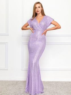 Style FSWD0518 Faeriesty Purple Size 0 Sequin Straight Dress on Queenly