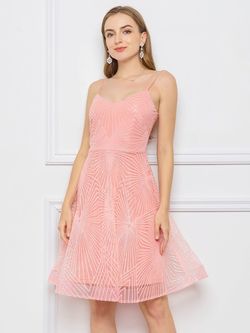 Style FSWD0196 Faeriesty Pink Size 12 Plus Size Backless Spaghetti Strap Cocktail Dress on Queenly