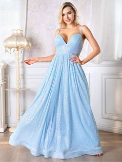 Style FSWD0015 Faeriesty Blue Size 16 Spaghetti Strap Straight Dress on Queenly