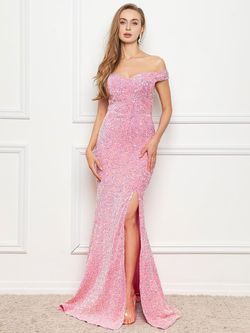 Style FSWD0012 Faeriesty Pink Size 16 Mini Sequin Polyester Side slit Dress on Queenly