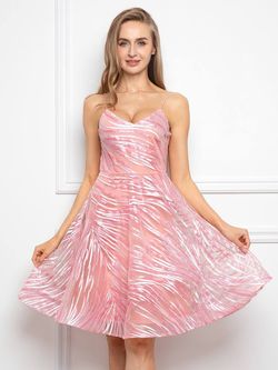 Style FSWD0141 Faeriesty Pink Size 8 Jersey Lace Sequin Cocktail Dress on Queenly