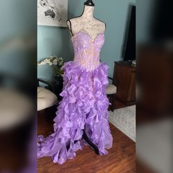 Sherri Hill Purple Size 6 Corset High Low Midi Cocktail Dress on Queenly
