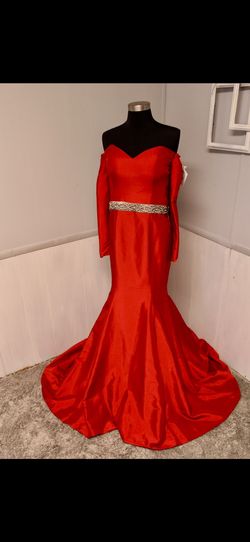 one more couture Red Size 2 Military Floor Length Mermaid Dress on Queenly