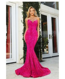 Portia and Scarlett Hot Pink Size 6 Strapless Sweetheart Mermaid Dress on Queenly
