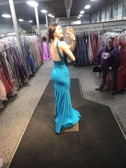 Sherri Hill Blue Size 2 Floor Length Tall Height Mermaid Dress on Queenly