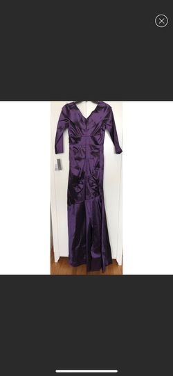 Teri Jon Rickie Freeman Purple Size 6 Black Tie Military Mermaid Dress on Queenly