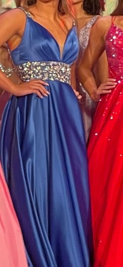 Rachel Allan Blue Size 2 Ball Gown Pageant Short Height Train Dress on Queenly
