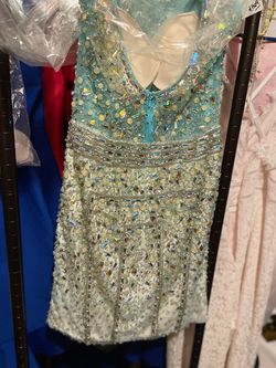 Blush Prom Blue Size 4 Cap Sleeve Cocktail Dress on Queenly