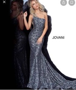 Jovani Blue Size 2 Medium Height 50 Off Straight Dress on Queenly