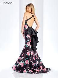Style 3421 Clarisse Multicolor Ruffles Print Plunge Prom Mermaid Dress on Queenly