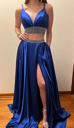 Sherri Hill Blue Size 2 Floor Length 70 Off Side slit Dress on Queenly