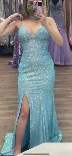 Sherri Hill Blue Size 0 Side slit Dress on Queenly
