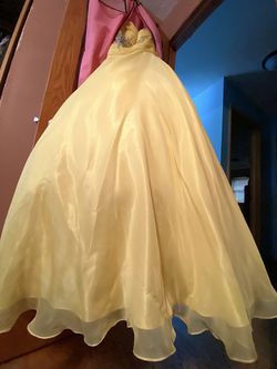 Style 6492H Mac Duggal Yellow Size 8 50 Off One Shoulder Floor Length Ball gown on Queenly