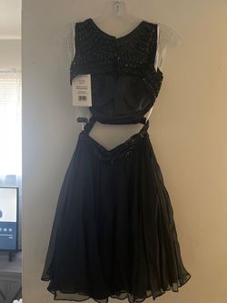 Sherri Hill Black Size 0 Beaded Top Military A-line Dress on Queenly