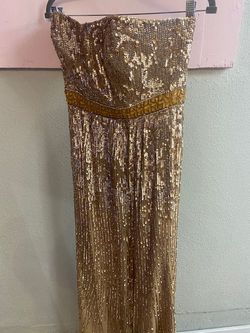 Sherri Hill Gold Size 8 Floor Length Side slit Dress on Queenly
