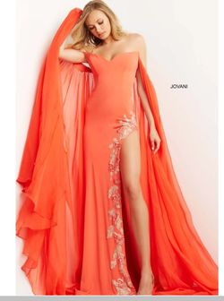 jovani Orange Size 2 Coral Side slit Dress on Queenly