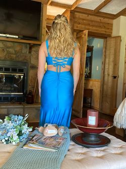 Sherri Hill Blue Size 6 Bridesmaid Silk Straight Dress on Queenly
