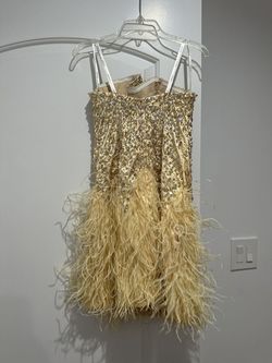 Jovani Gold Size 2 Euphoria Wedding Guest Floor Length Cocktail Dress on Queenly