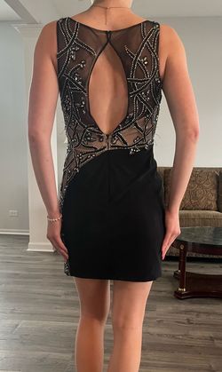 Jovani Black Size 4 Interview Pageant Euphoria Sheer Cocktail Dress on Queenly