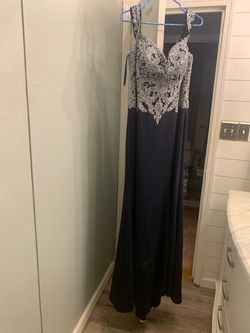 annylee Blue Size 16 Navy Prom Military Mermaid Dress on Queenly