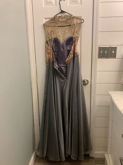 Sherri Hill Gray Size 16 Pageant Sheer Prom A-line Dress on Queenly