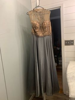 Sherri Hill Gray Size 16 Pageant Sheer Prom A-line Dress on Queenly