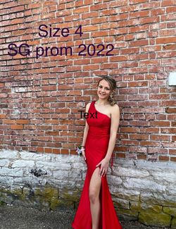 Clarisse Red Size 4 Floor Length 50 Off Black Tie Side slit Dress on Queenly