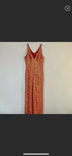 Dress the Population Orange Size 4 Pageant Jumpsuit Dress on Queenly