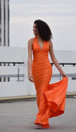 Jessica Angel Orange Size 0 Black Tie Short Height Mermaid Dress on Queenly