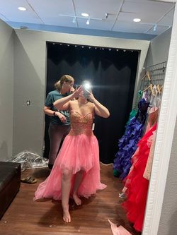 Sherri Hill Pink Size 4 Sweetheart Midi Tulle Cocktail Dress on Queenly