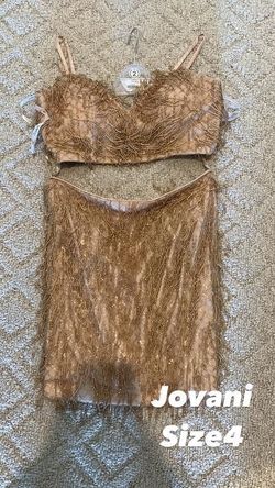 Jovani Nude Size 4 Homecoming Fringe Sunday Beaded Top Cocktail Dress on Queenly